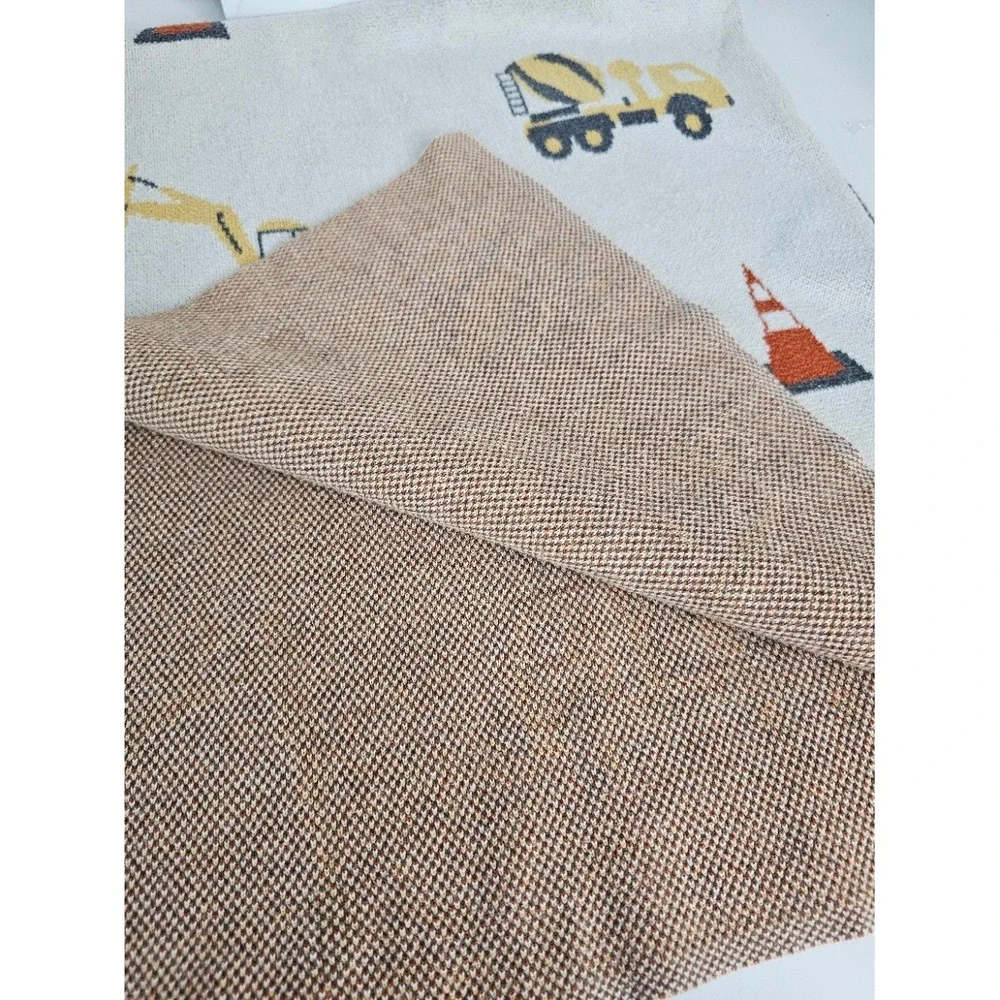 Vertex Industries Construction Truck Cotton Knit Baby Blanket Excavator 40 X 32